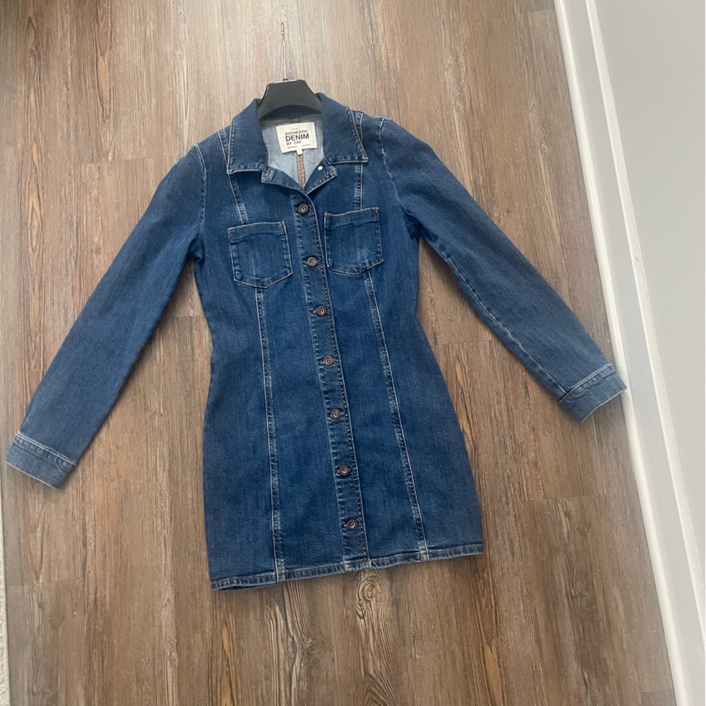 Zara button-up denim mini dress.